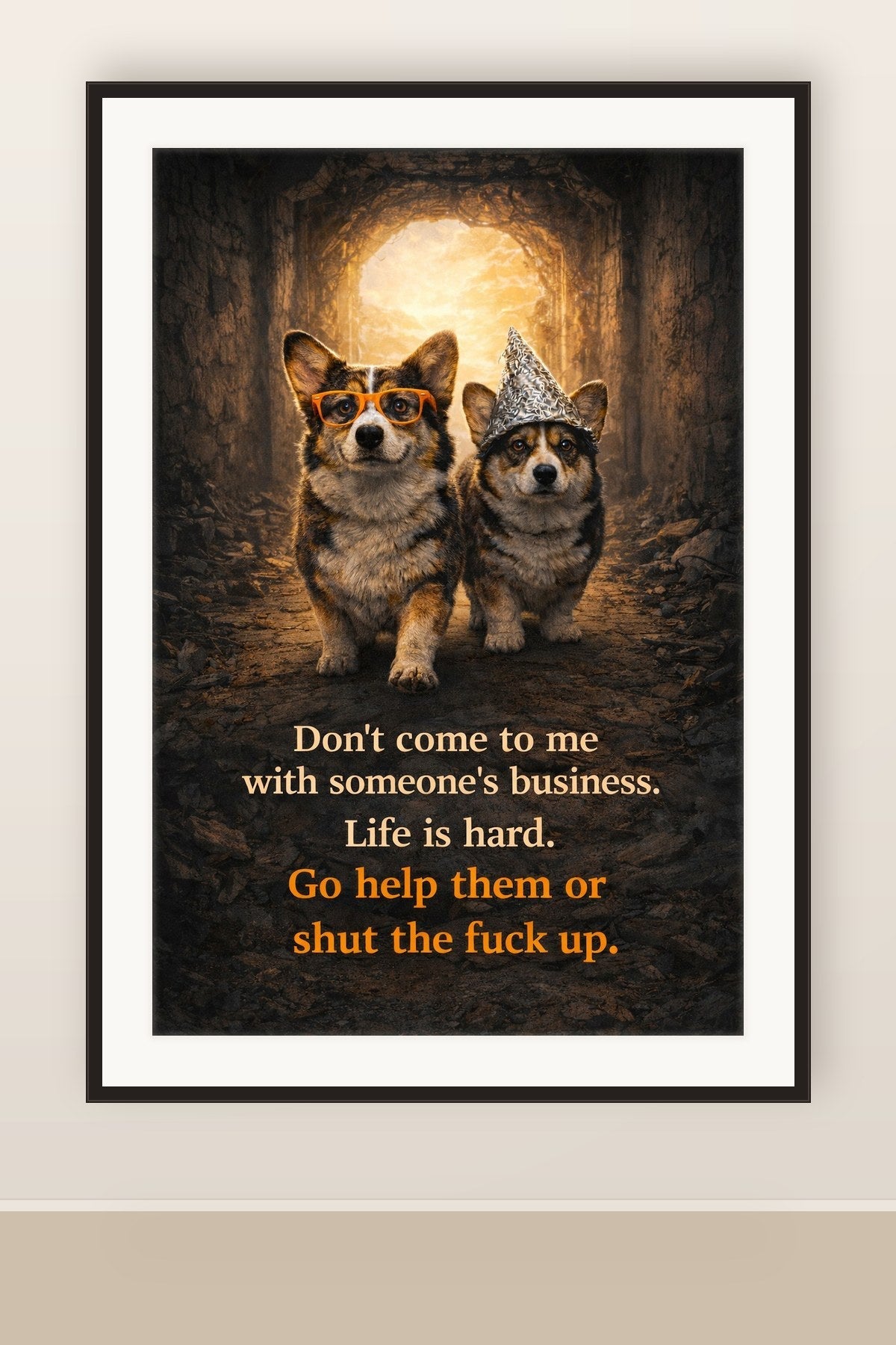 The print shown framed and hung on a wall