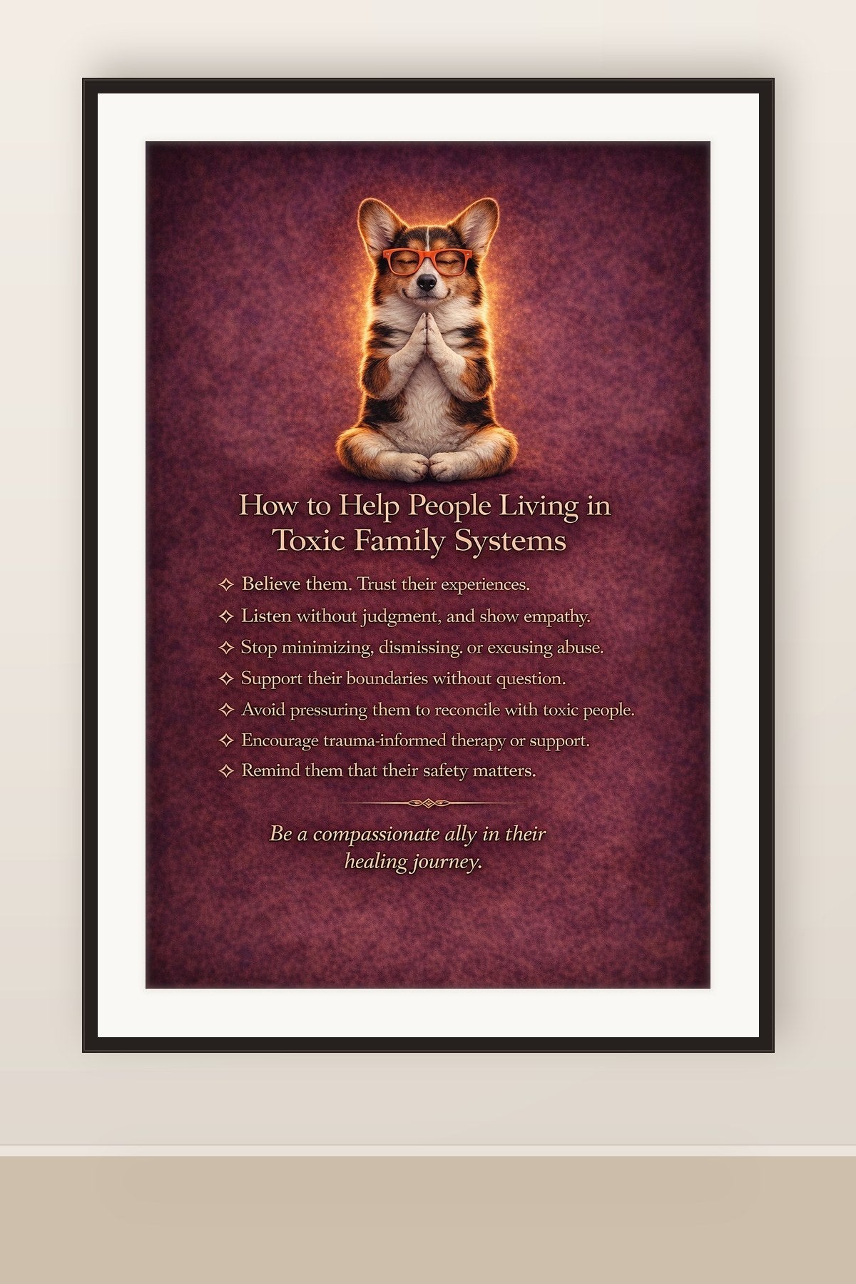 The print shown framed and hung on a wall