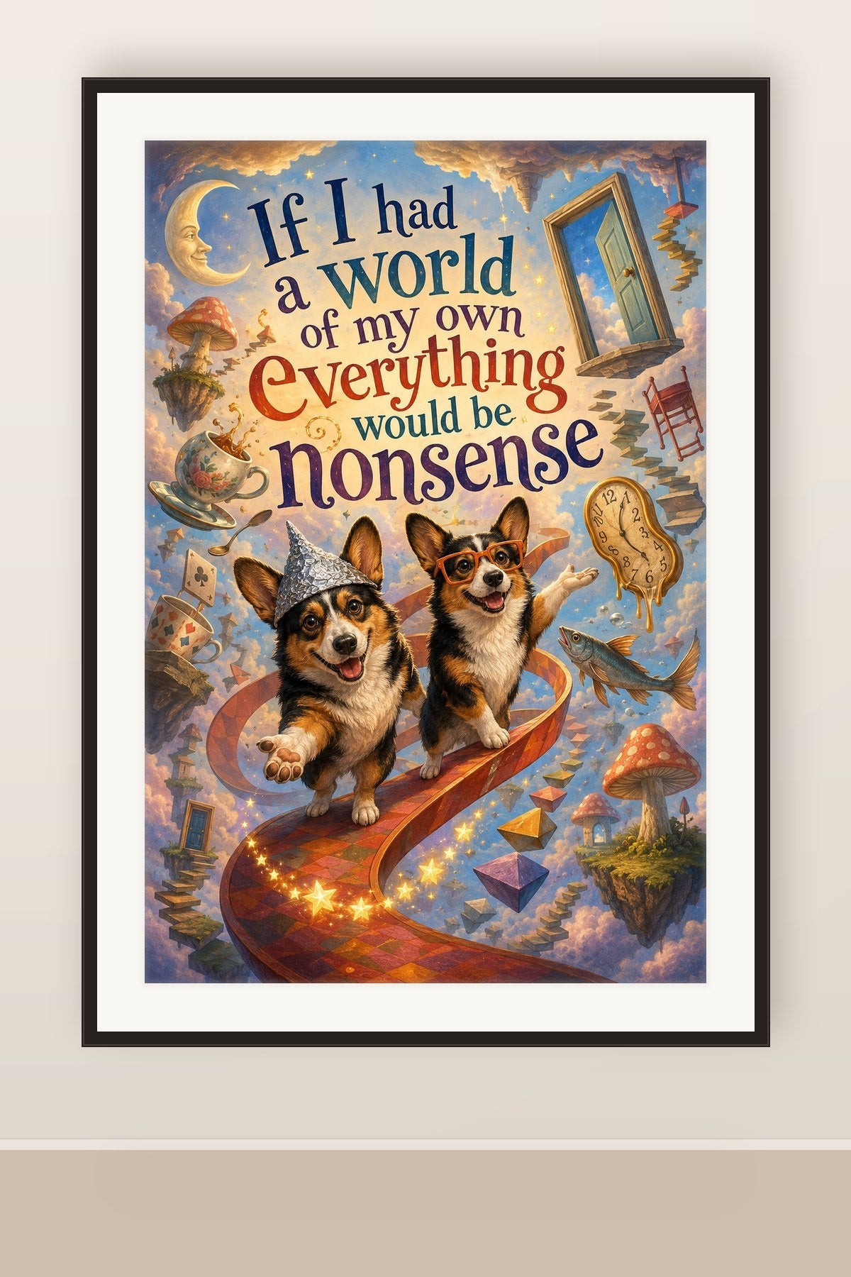 The print shown framed and hung on a wall