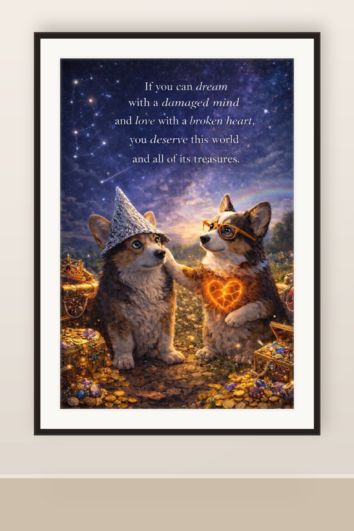The print shown framed and hung on a wall