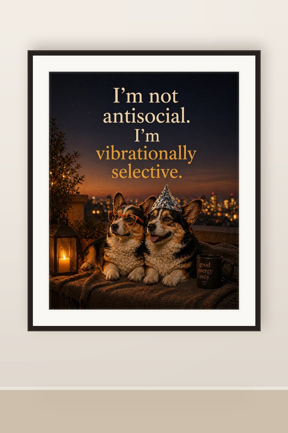 The print shown framed and hung on a wall