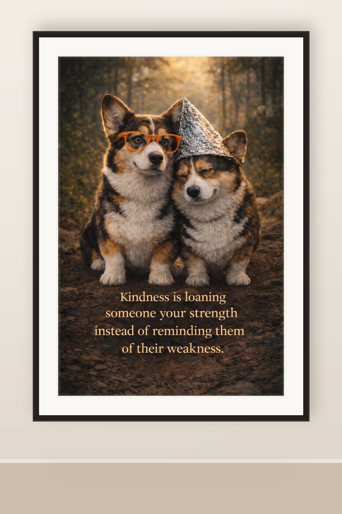 The print shown framed and hung on a wall