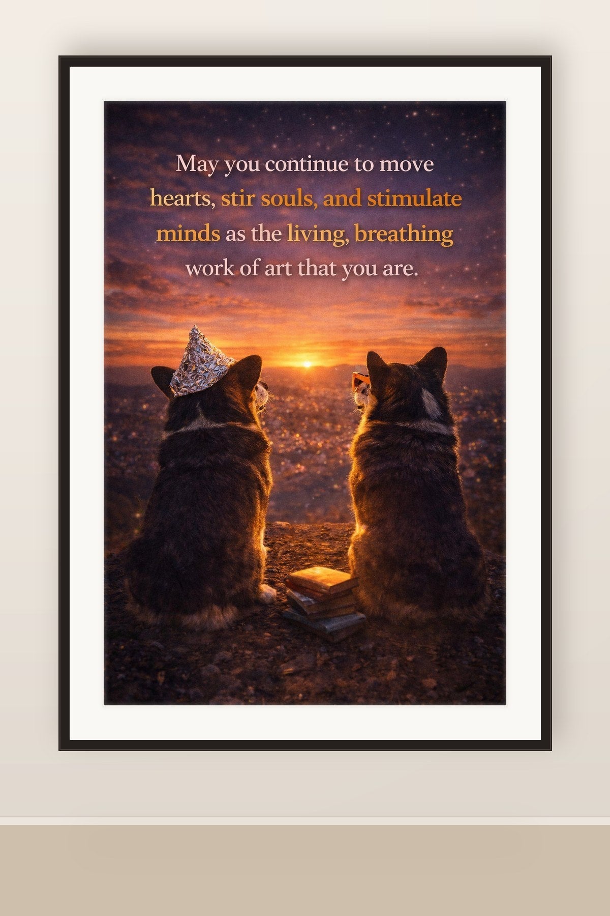 The print shown framed and hung on a wall