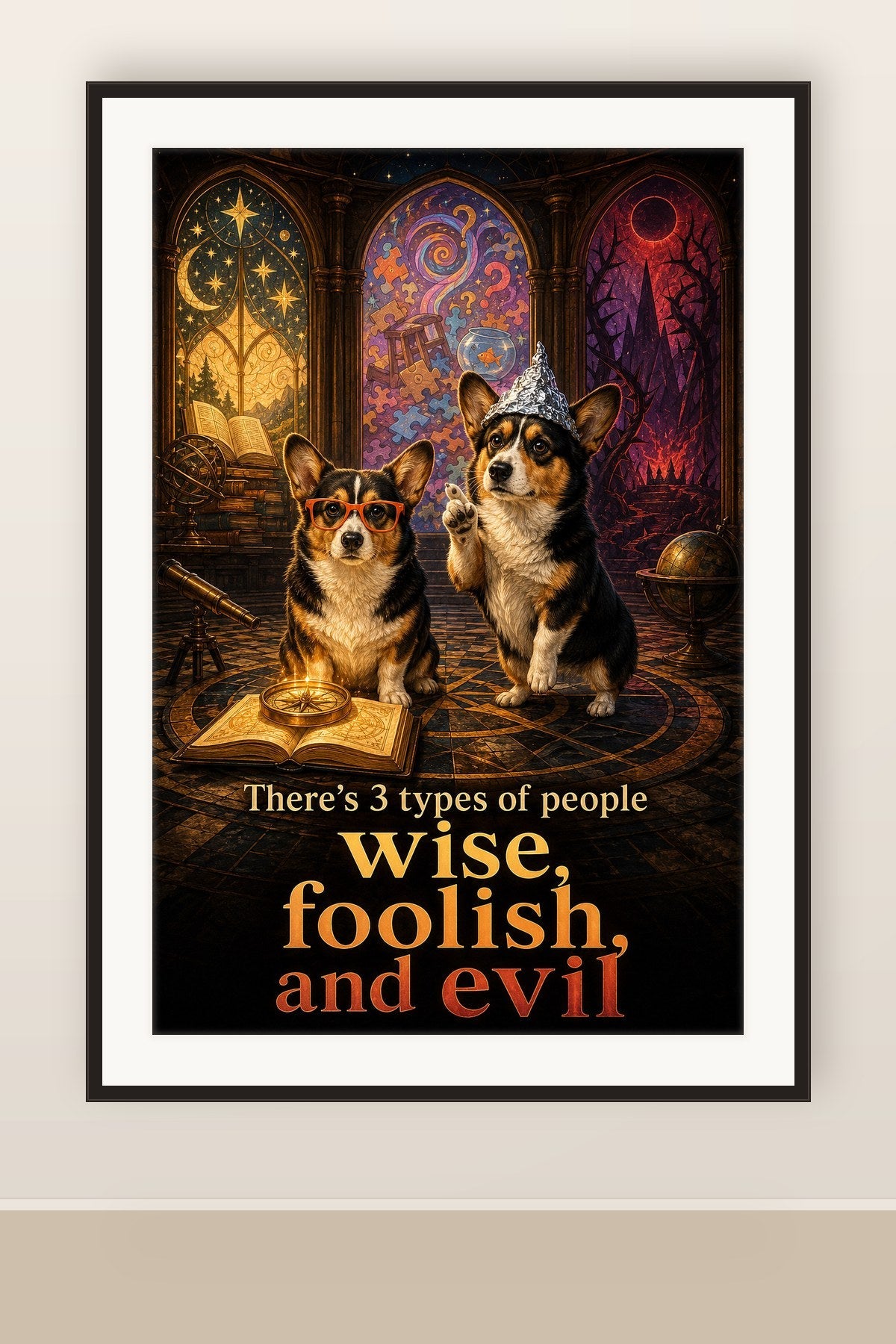 The print shown framed and hung on a wall