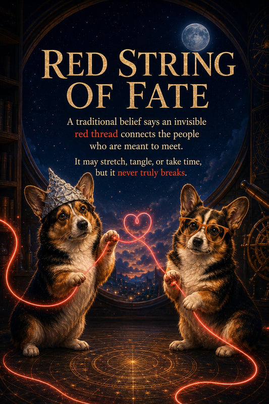 Red String of Fate corgi art print