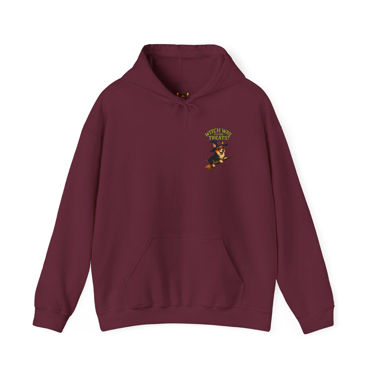 Halloween Witch Dog Sweatshirt, Unisex Hooded Sweatshirt, Cozy Fall Apparel, Pet Lover Gift, Spooky Season Wear, Cute Halloween Sweater