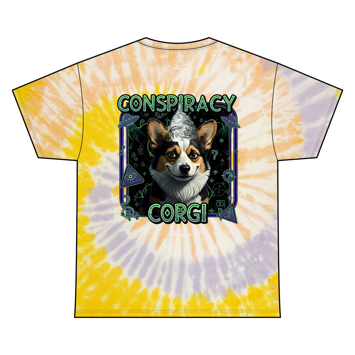 Conspiracy Corgi Tie-Dye Meme Tee