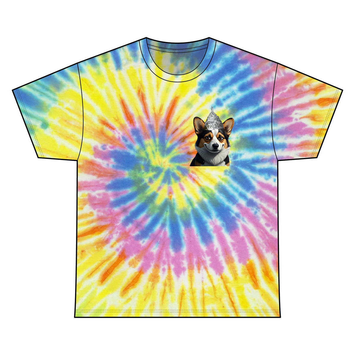 Conspiracy Corgi Tie-Dye Meme Tee