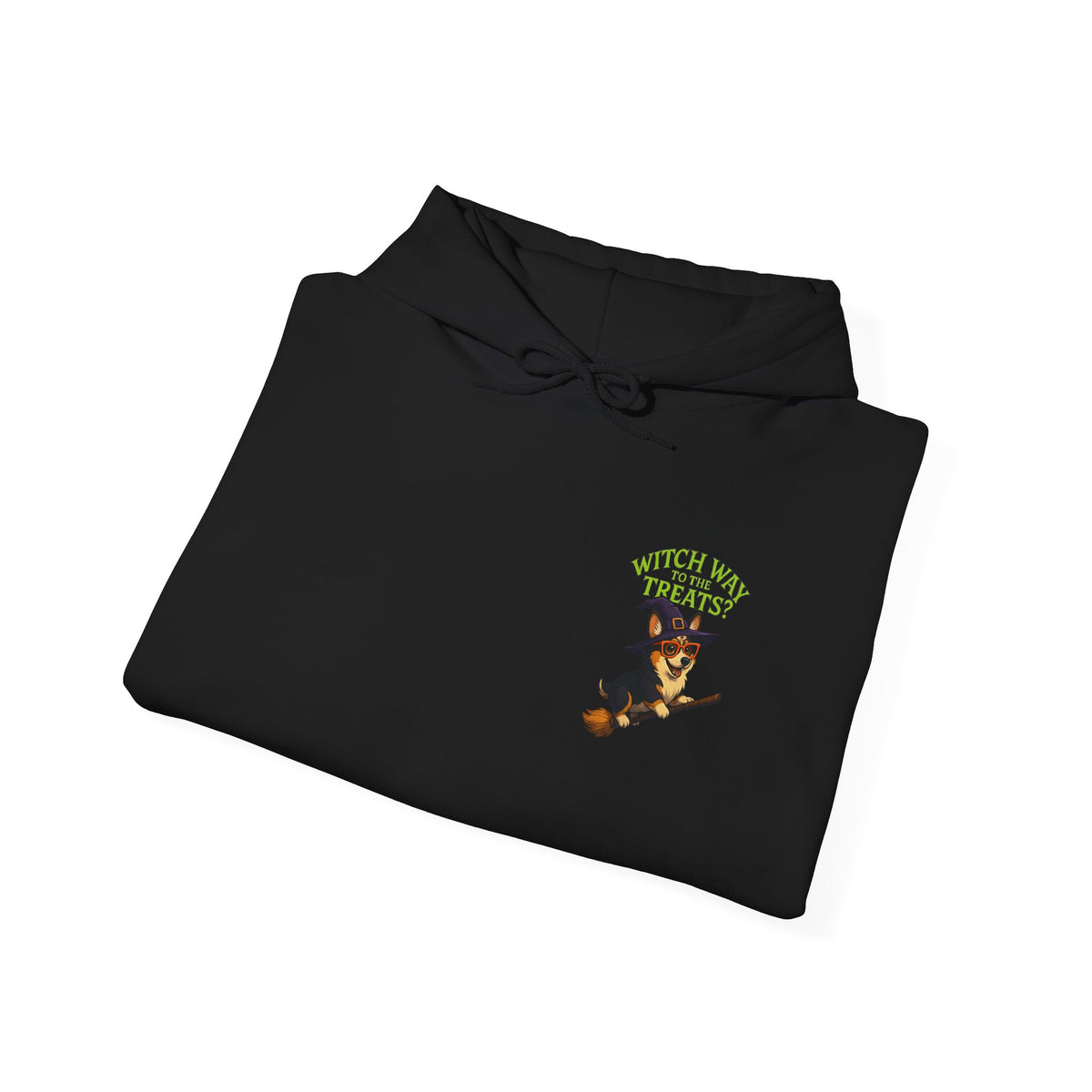 Halloween Witch Dog Sweatshirt, Unisex Hooded Sweatshirt, Cozy Fall Apparel, Pet Lover Gift, Spooky Season Wear, Cute Halloween Sweater