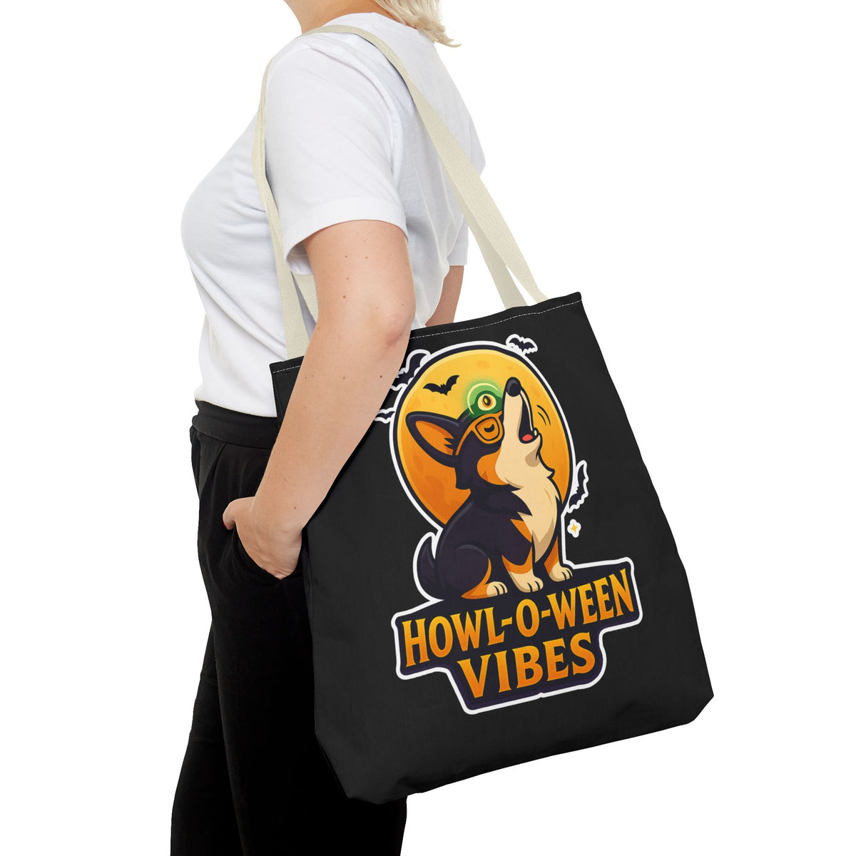 Halloween Dog Lover Tote Bag | Howl-O-Ween Vibes, Cute Dog Tote, Pet Owner Gift, Trick or Treat Bag, Fall Accessory