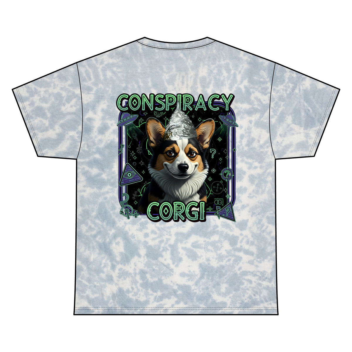 Conspiracy Corgi Tie-Dye Meme Tee