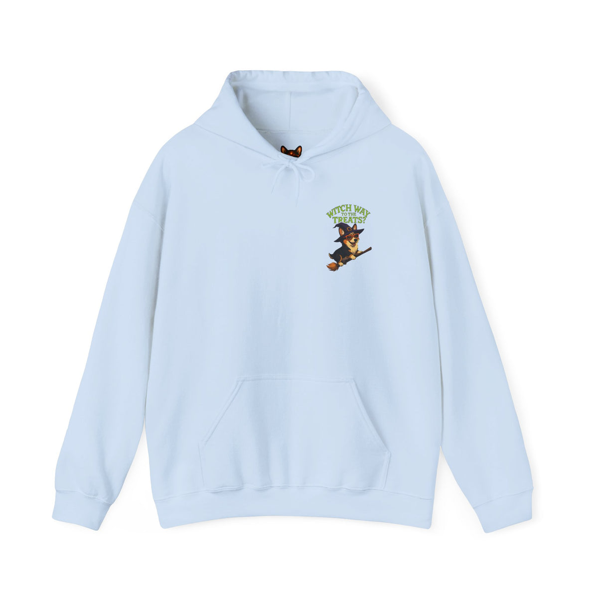 Halloween Witch Dog Sweatshirt, Unisex Hooded Sweatshirt, Cozy Fall Apparel, Pet Lover Gift, Spooky Season Wear, Cute Halloween Sweater