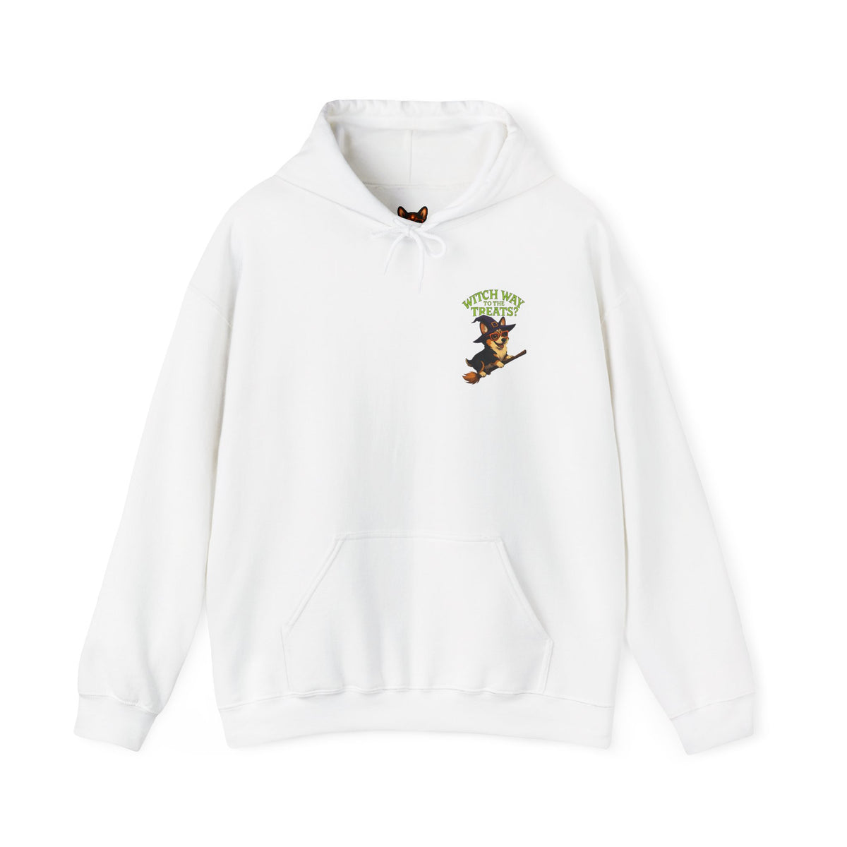 Halloween Witch Dog Sweatshirt, Unisex Hooded Sweatshirt, Cozy Fall Apparel, Pet Lover Gift, Spooky Season Wear, Cute Halloween Sweater