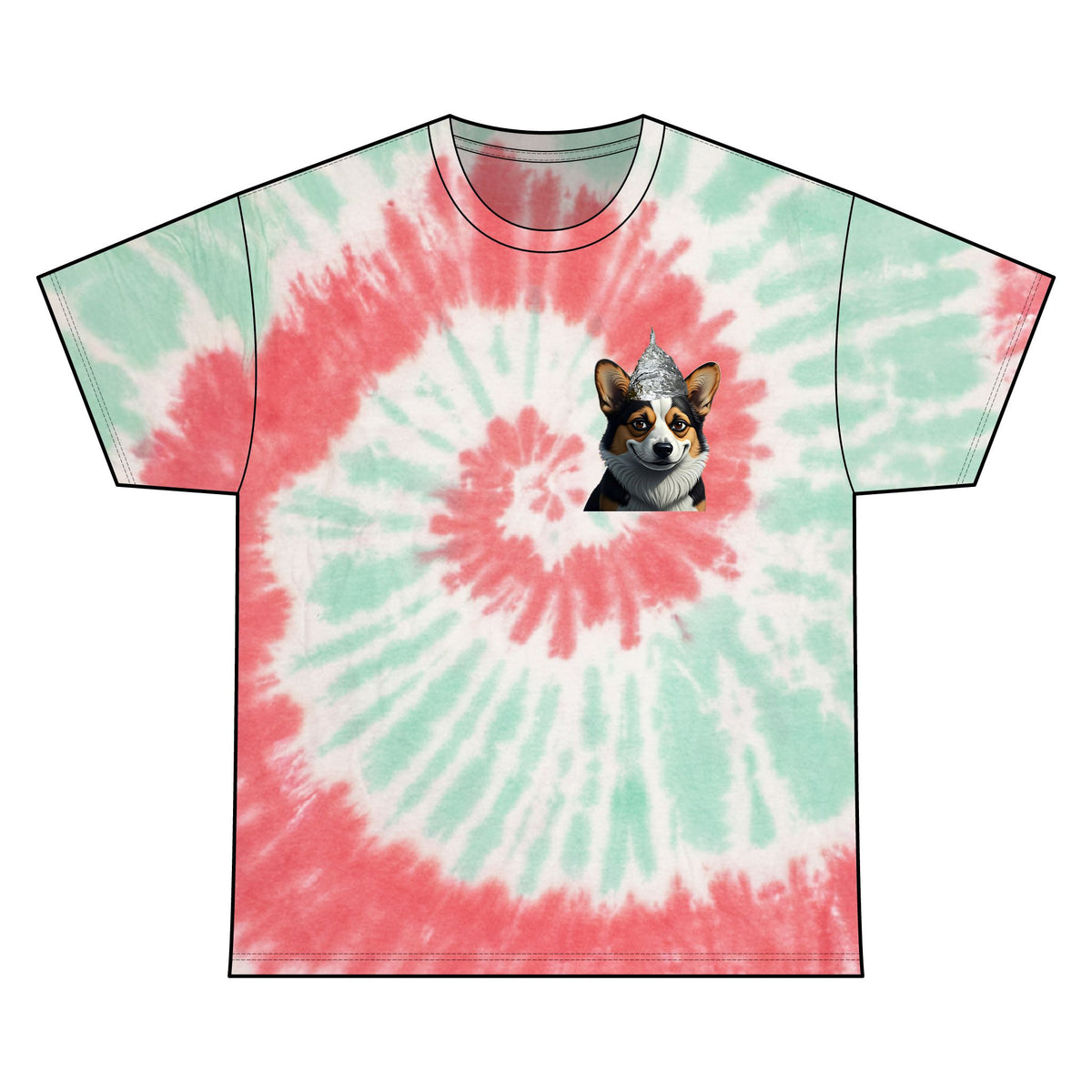 Conspiracy Corgi Tie-Dye Meme Tee