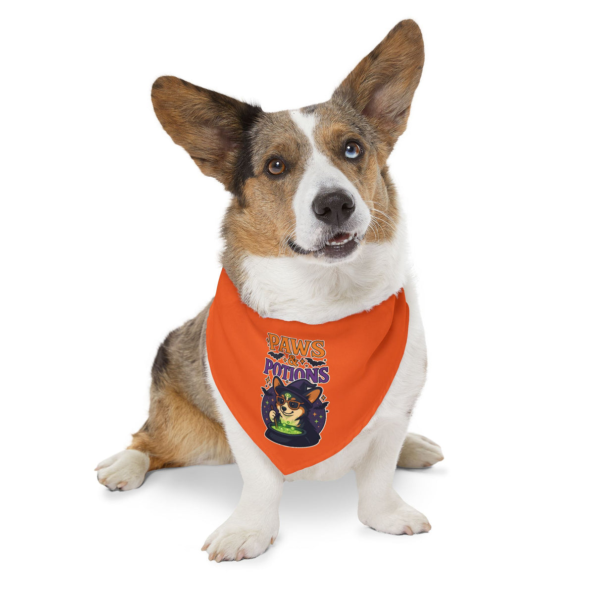 Halloween Pet Bandana Collar, Dog Accessory, Paws & Potions Design, Fall Fashion for Pets, Cute Dog Costume, Pet Halloween Gear