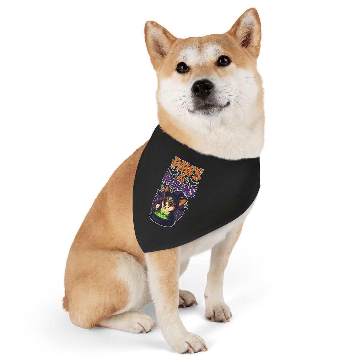 Halloween Pet Bandana Collar, Dog Accessory, Paws & Potions Design, Fall Fashion for Pets, Cute Dog Costume, Pet Halloween Gear