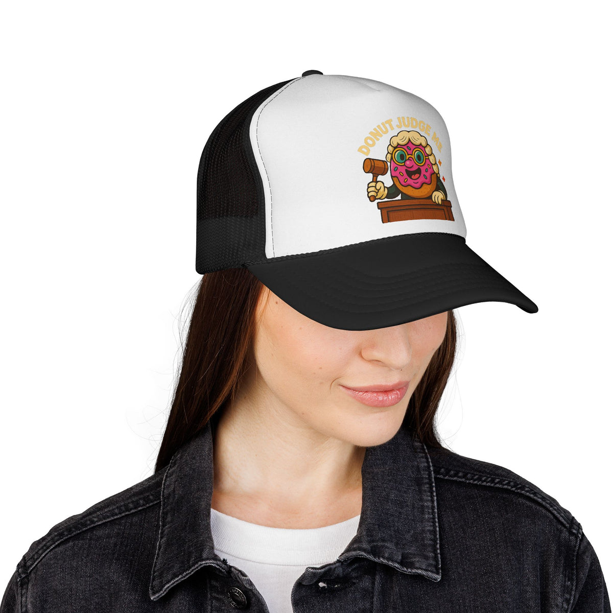 A Donut Judge Me Trucker Cap - Fun Gift, Novelty Hat, Cookie Lover Accessory, Baking Enthusiast Cap, Birthday Present