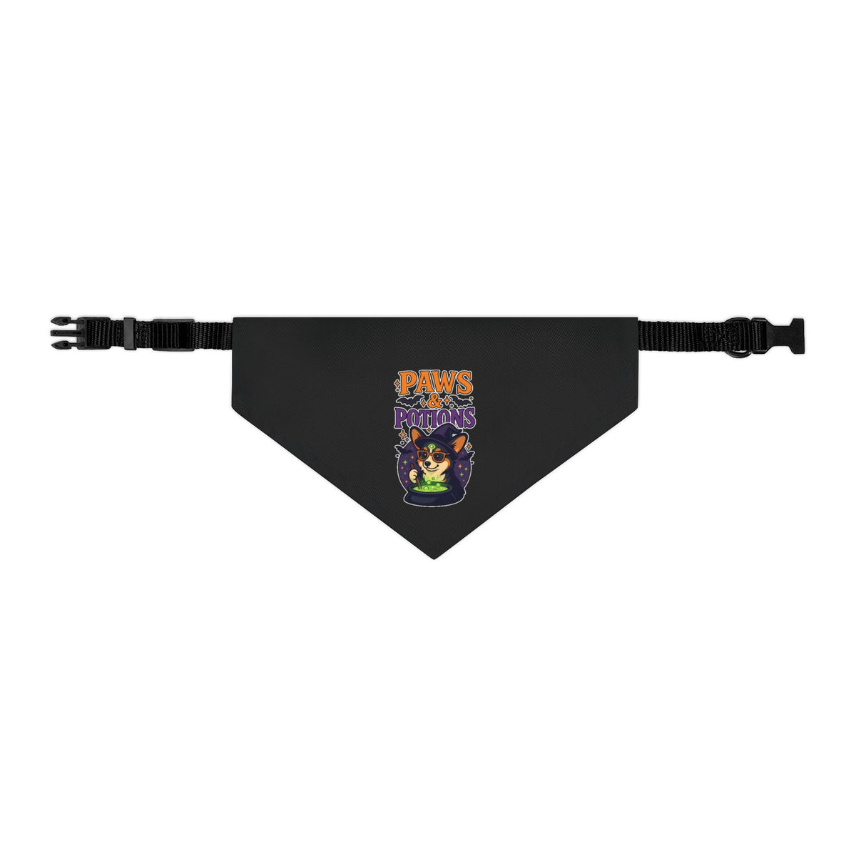 Halloween Pet Bandana Collar, Dog Accessory, Paws & Potions Design, Fall Fashion for Pets, Cute Dog Costume, Pet Halloween Gear