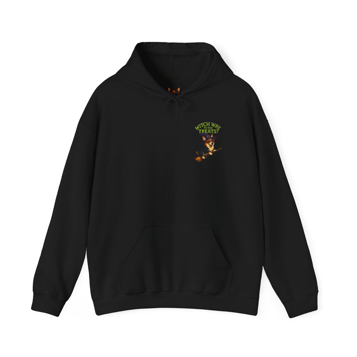 Halloween Witch Dog Sweatshirt, Unisex Hooded Sweatshirt, Cozy Fall Apparel, Pet Lover Gift, Spooky Season Wear, Cute Halloween Sweater