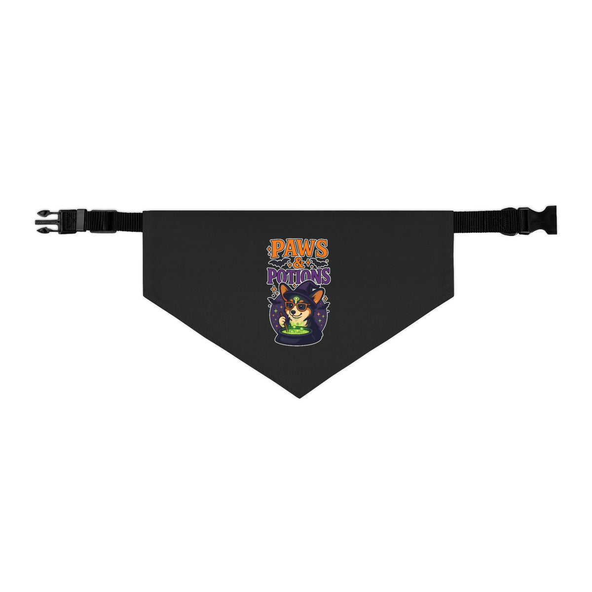 Halloween Pet Bandana Collar, Dog Accessory, Paws & Potions Design, Fall Fashion for Pets, Cute Dog Costume, Pet Halloween Gear