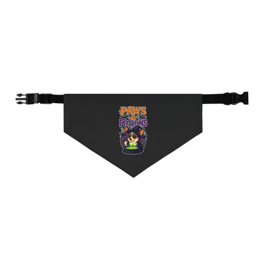 Halloween Pet Bandana Collar, Dog Accessory, Paws & Potions Design, Fall Fashion for Pets, Cute Dog Costume, Pet Halloween Gear