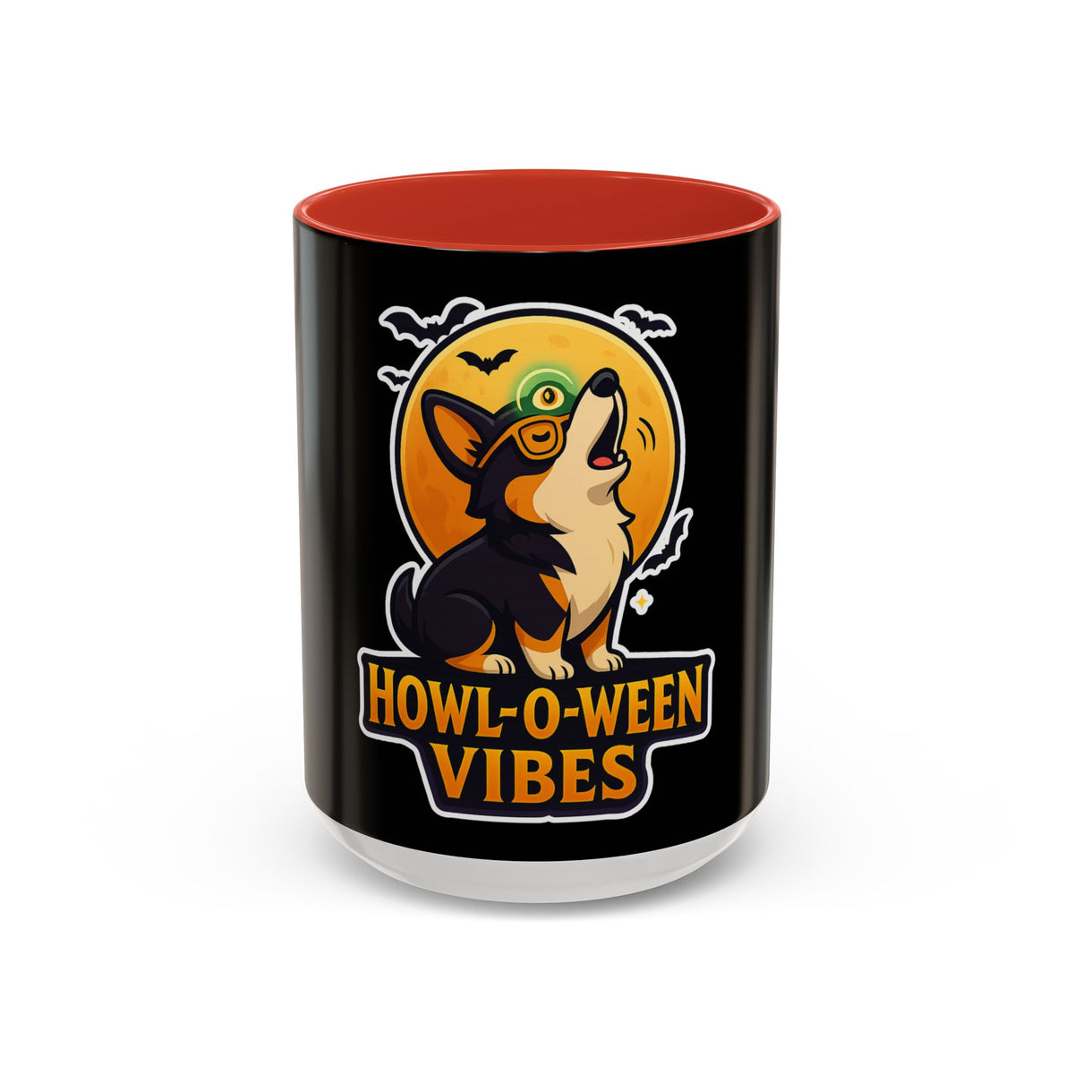 Howl-O-Ween Vibes Coffee Mug, Halloween Mug, Dog Lover Gift, Black Accent Coffee Cup, Unique Pet Owner Mug, Cute Halloween Decoration