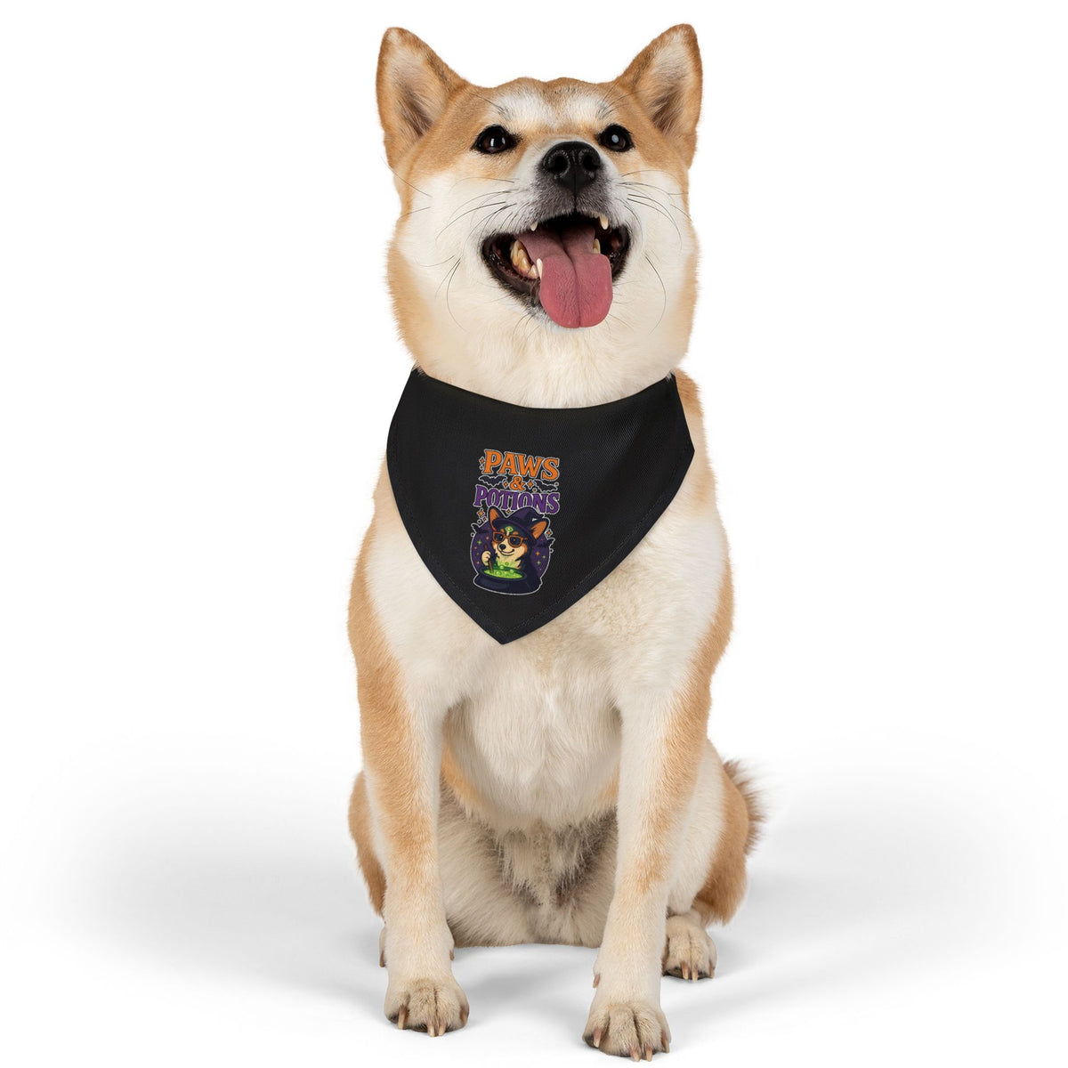 Halloween Pet Bandana Collar, Dog Accessory, Paws & Potions Design, Fall Fashion for Pets, Cute Dog Costume, Pet Halloween Gear