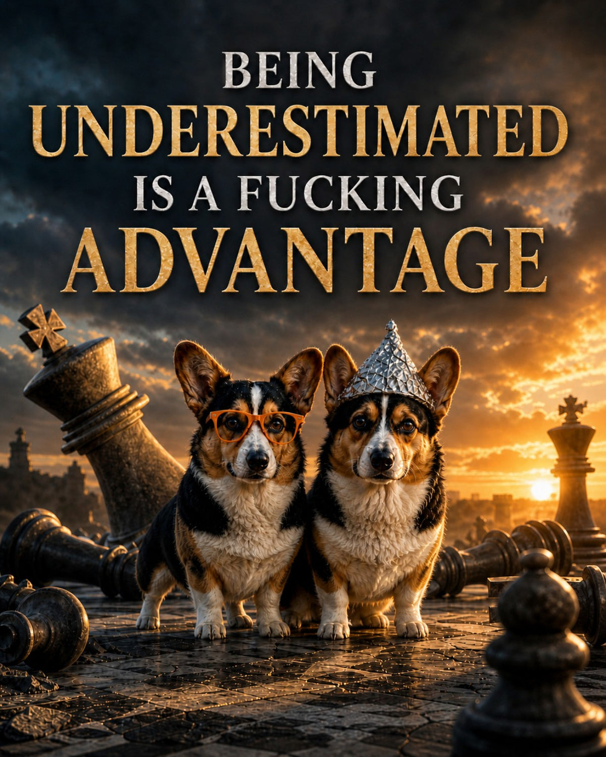 Corgi wall art print: "Being underestimated is a fucking advantage"