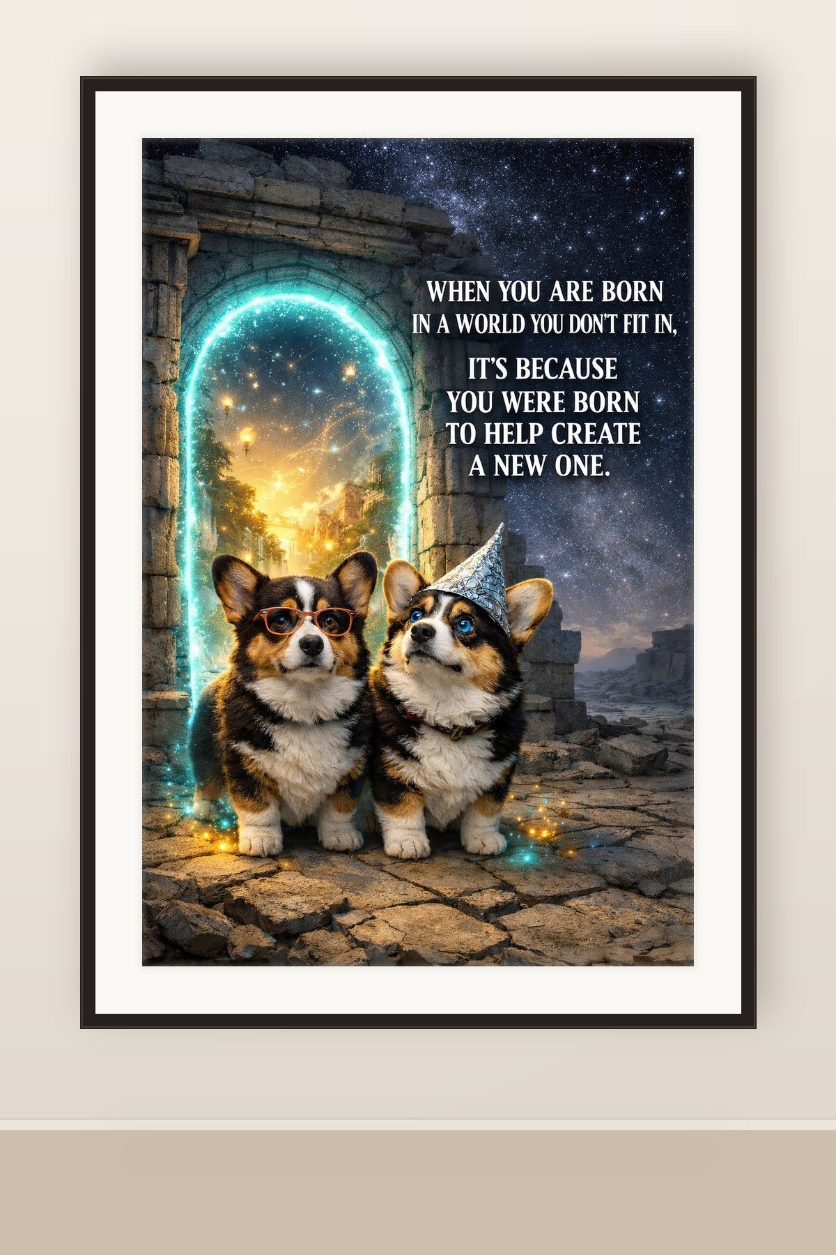 The print shown framed and hung on a wall