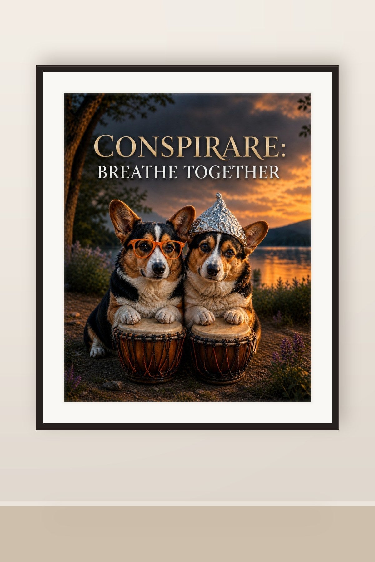 The print shown framed and hung on a wall