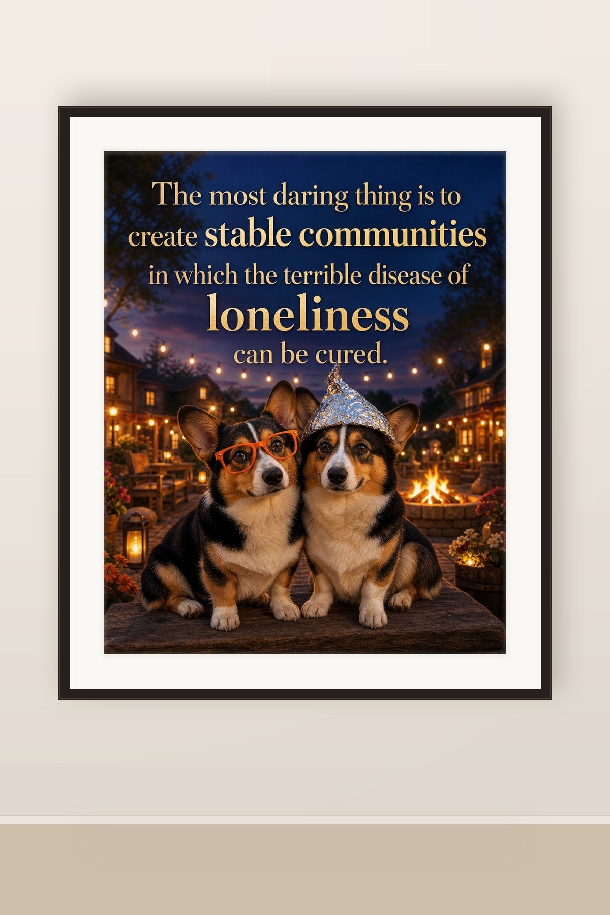 The print shown framed and hung on a wall