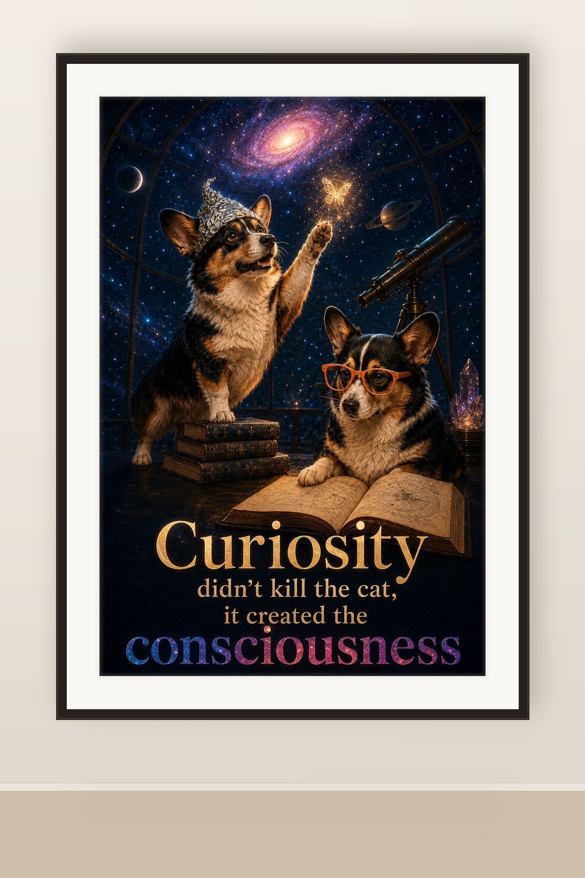 The print shown framed and hung on a wall