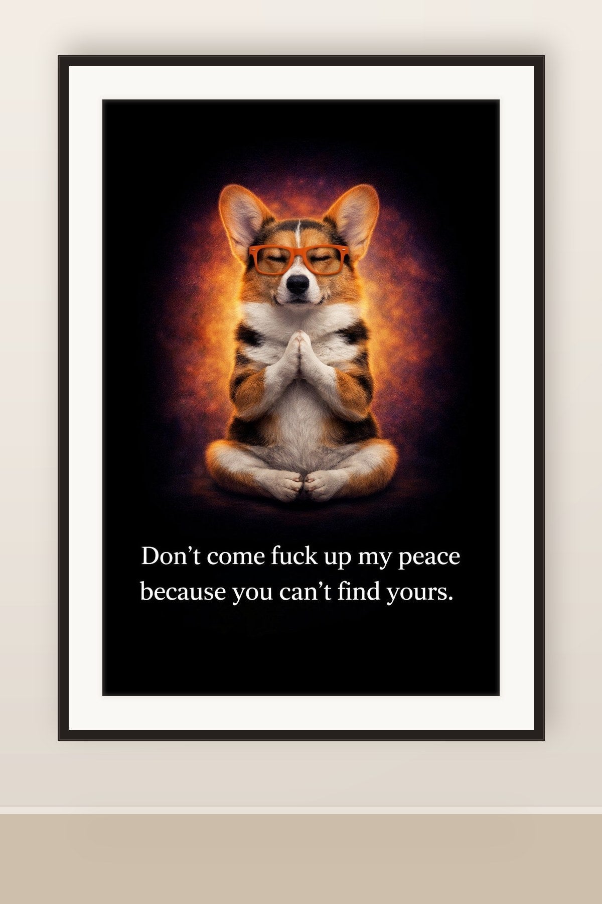 The print shown framed and hung on a wall