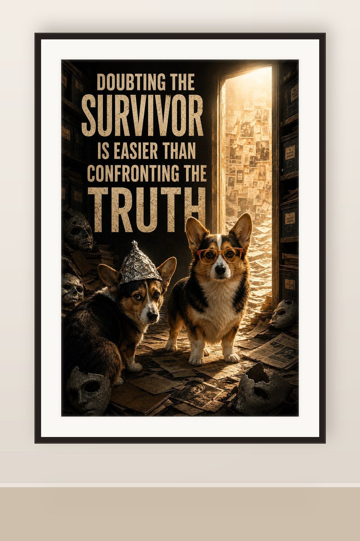 The print shown framed and hung on a wall