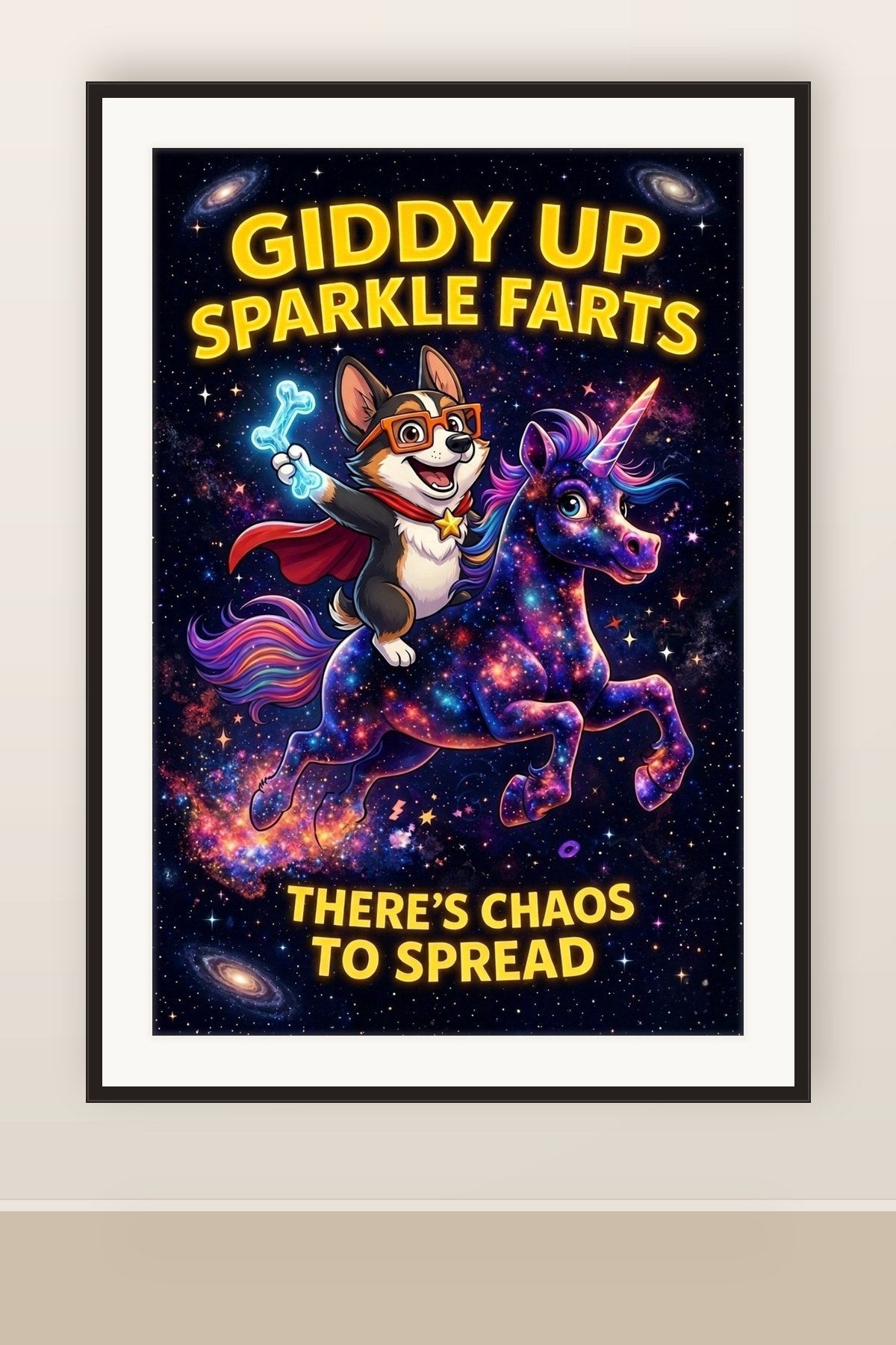 The print shown framed and hung on a wall