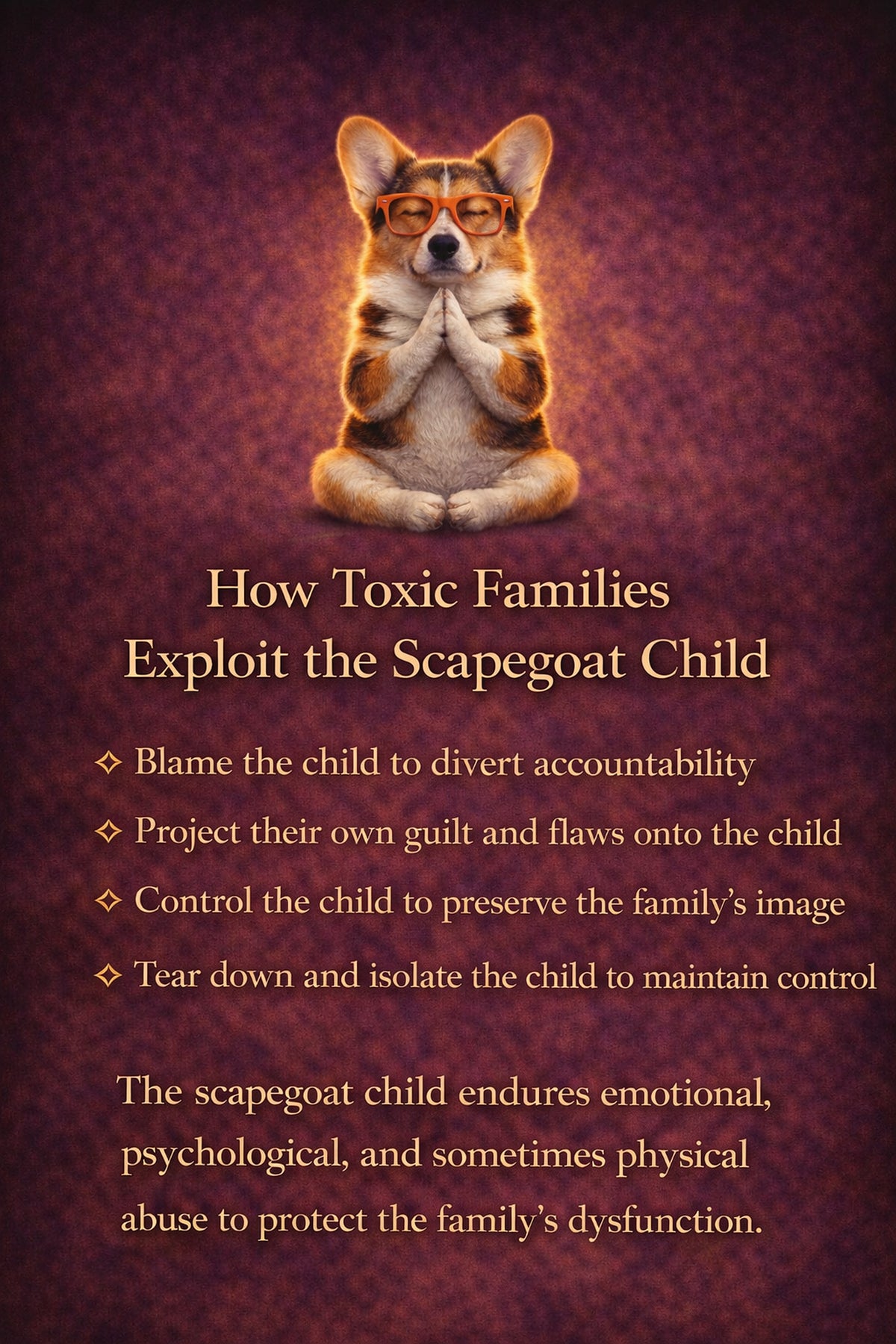 Corgi printable handout: "How Toxic Families Exploit the Scapegoat Child"