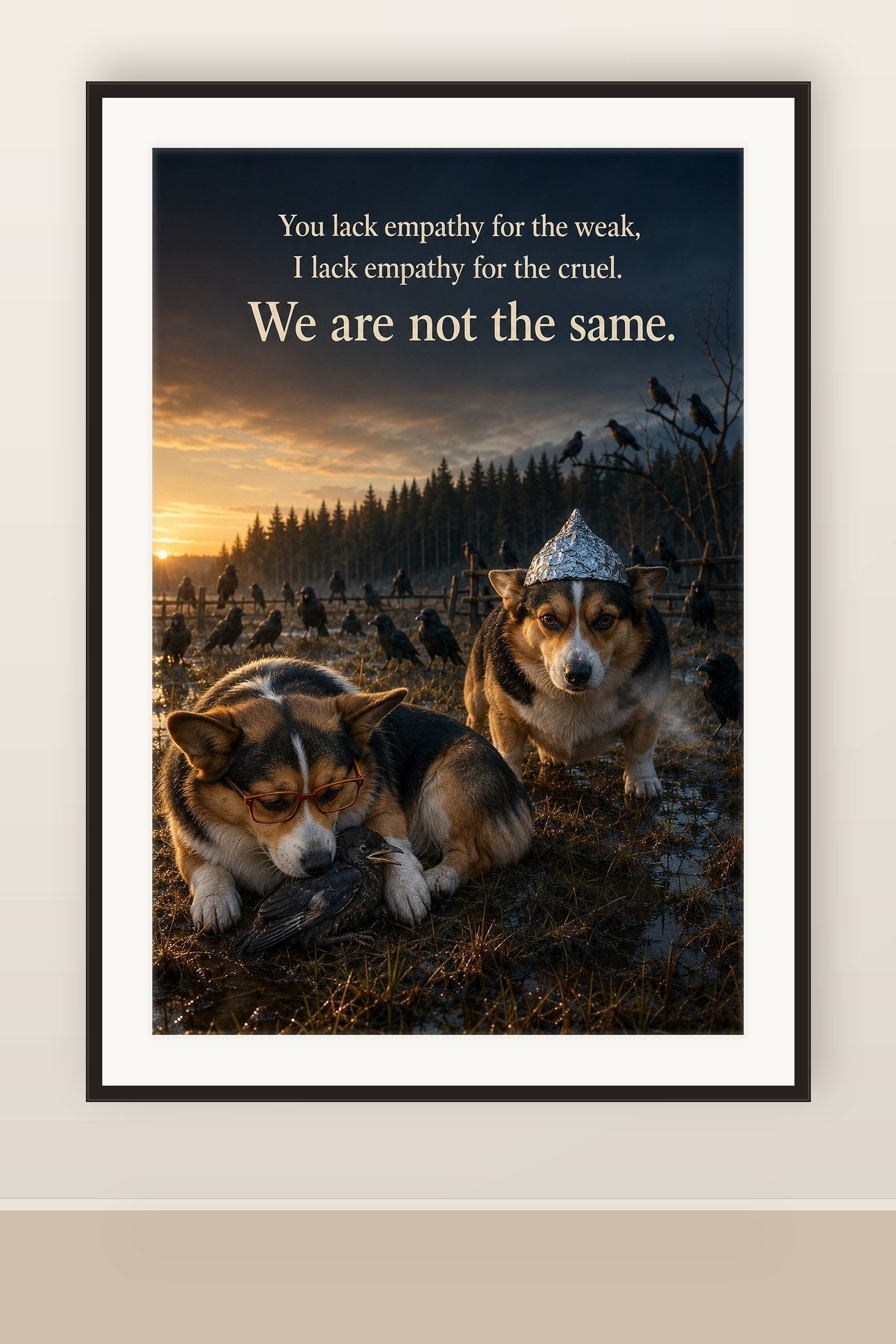The print shown framed and hung on a wall