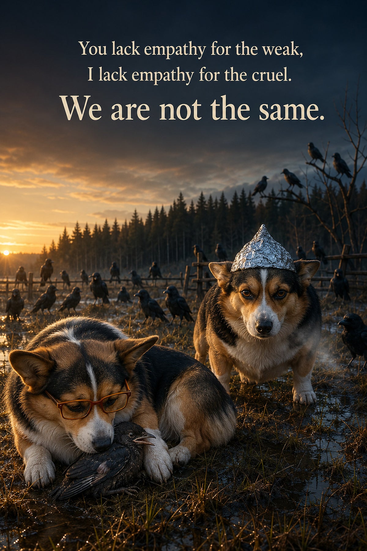 Corgi wall art print: "You lack empathy for the weak, I lack empathy for the cruel. We are not the same."