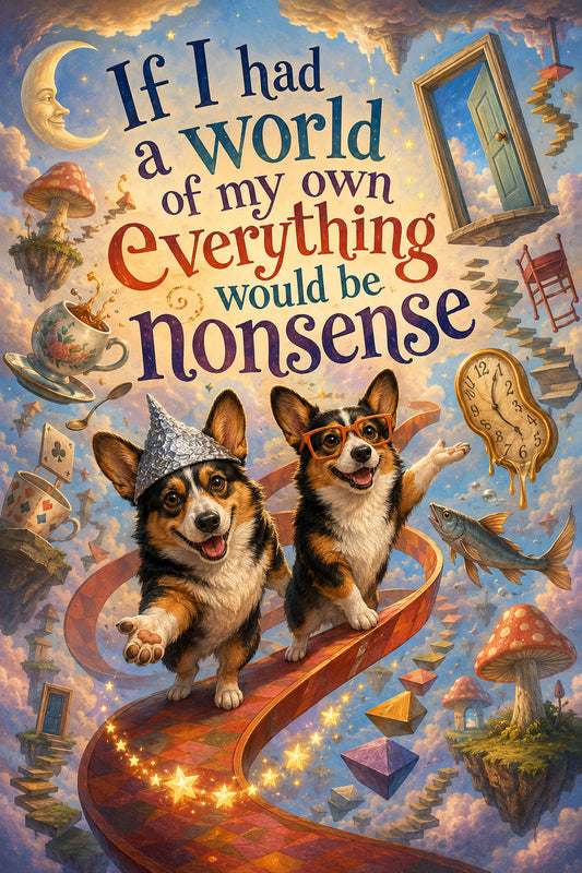 Corgi wall art print: "If I had a world of my own everything would be nonsense"