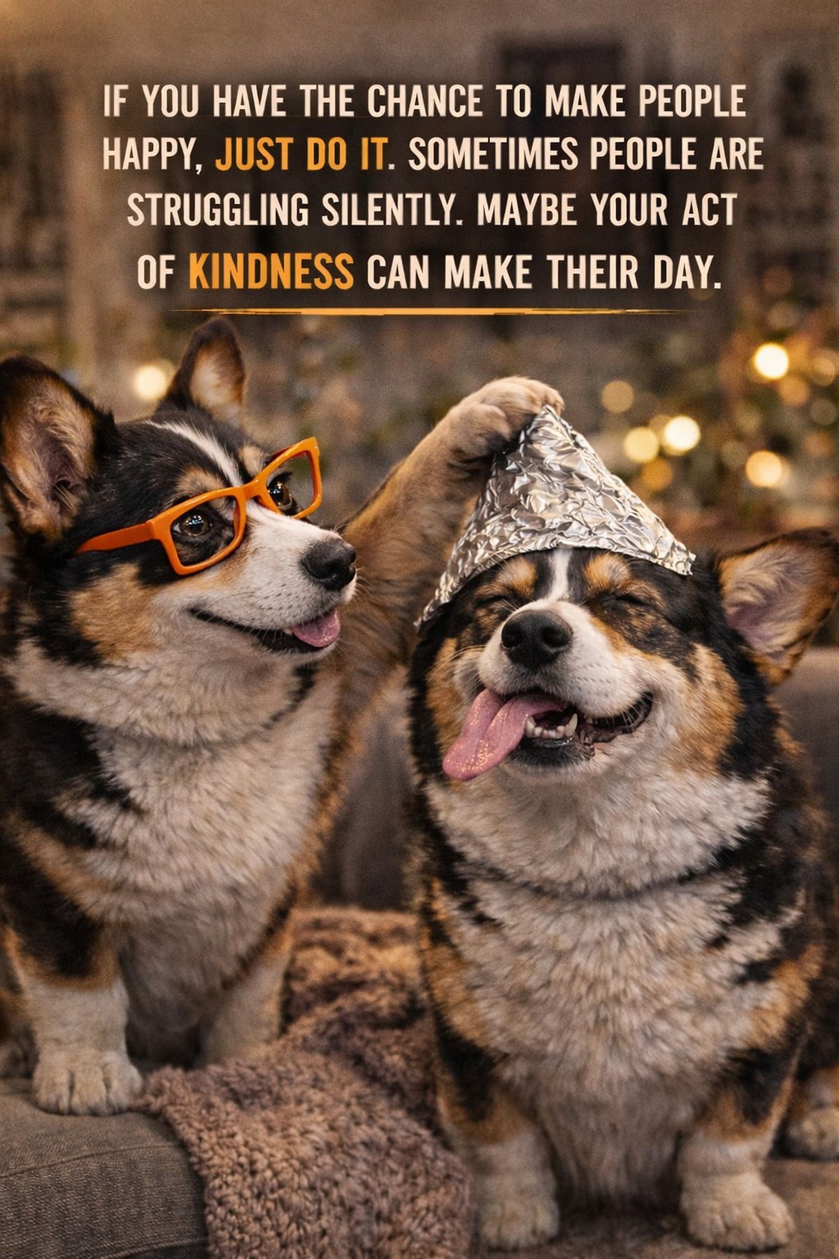 Corgi wall art print: "If you have the chance to make people happy, just do it. Sometimes people are struggling silently…"