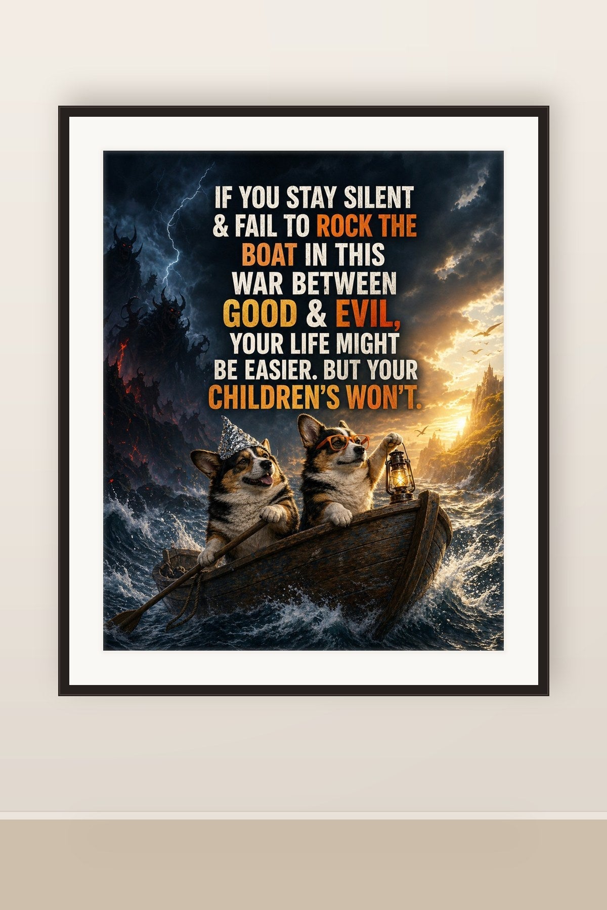 The print shown framed and hung on a wall