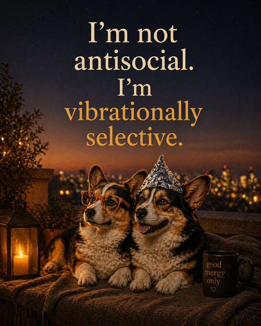 Corgi wall art print: "I'm not antisocial. I'm vibrationally selective."