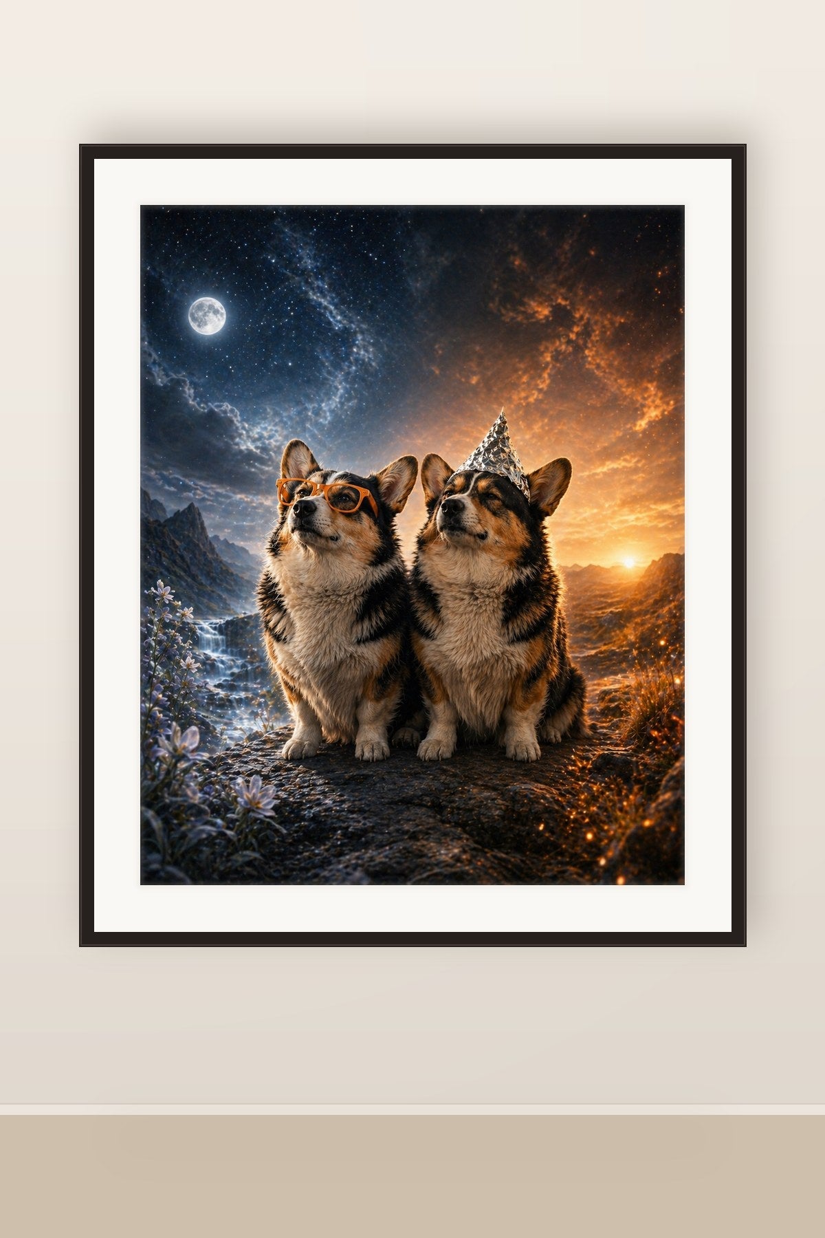 The print shown framed and hung on a wall