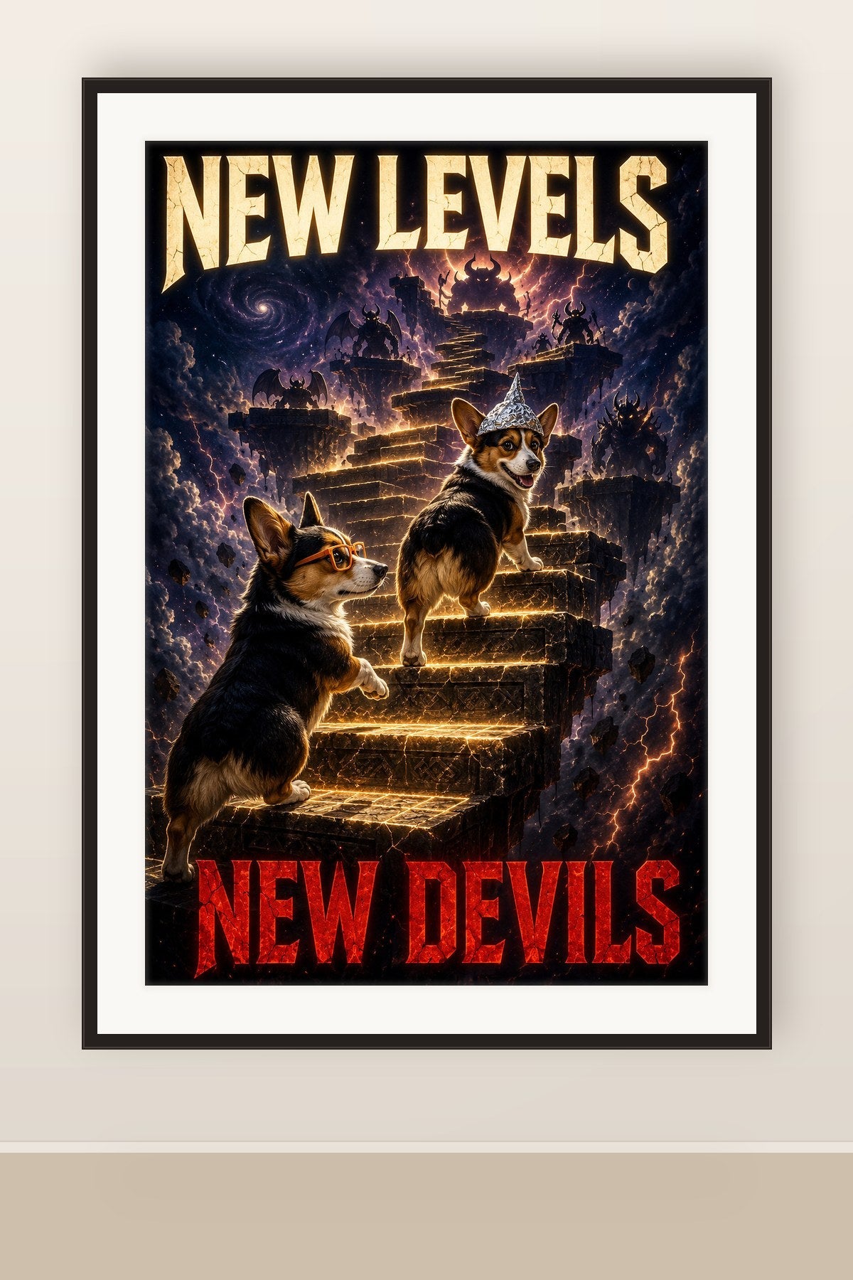 The print shown framed and hung on a wall