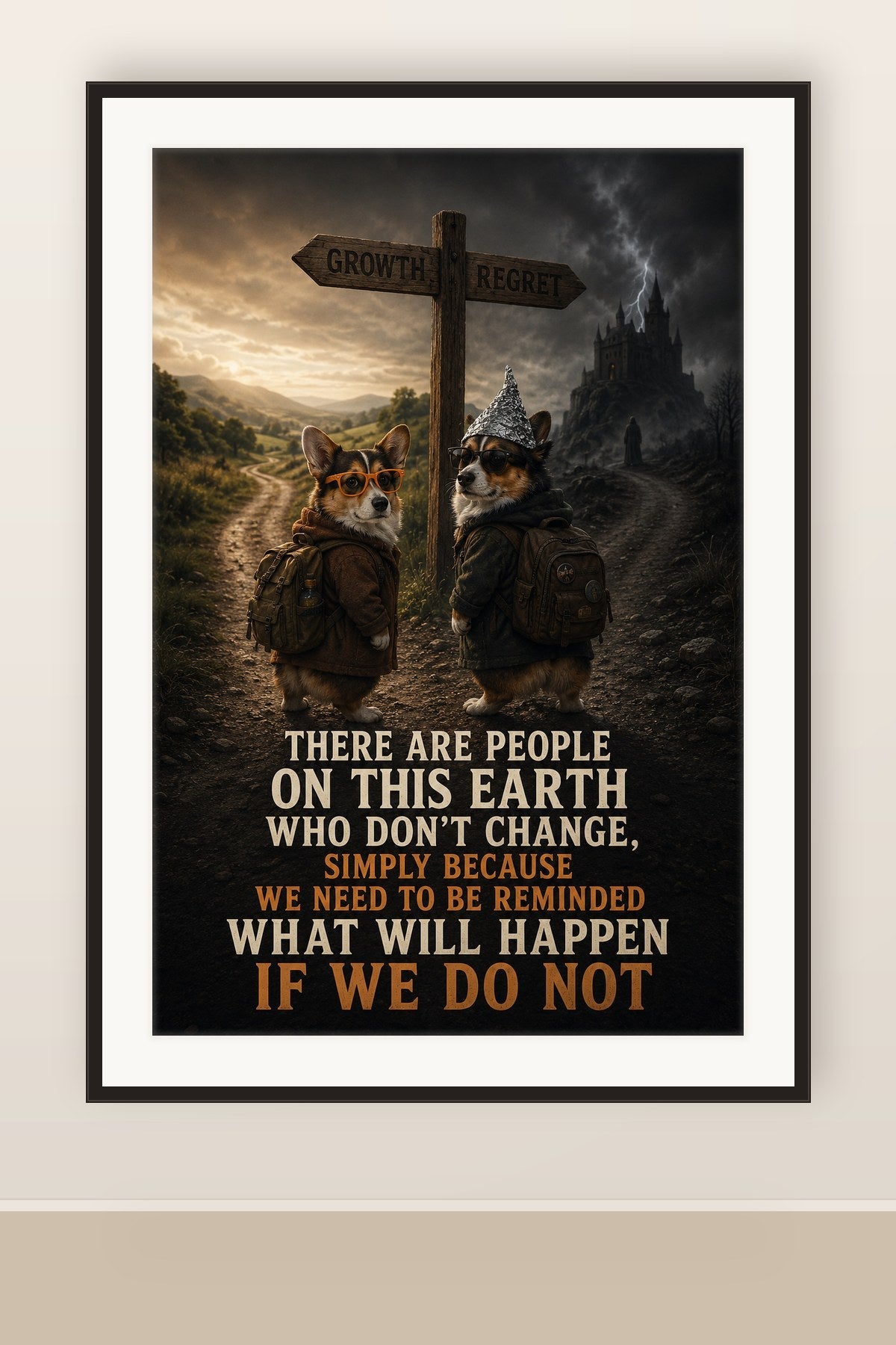 The print shown framed and hung on a wall