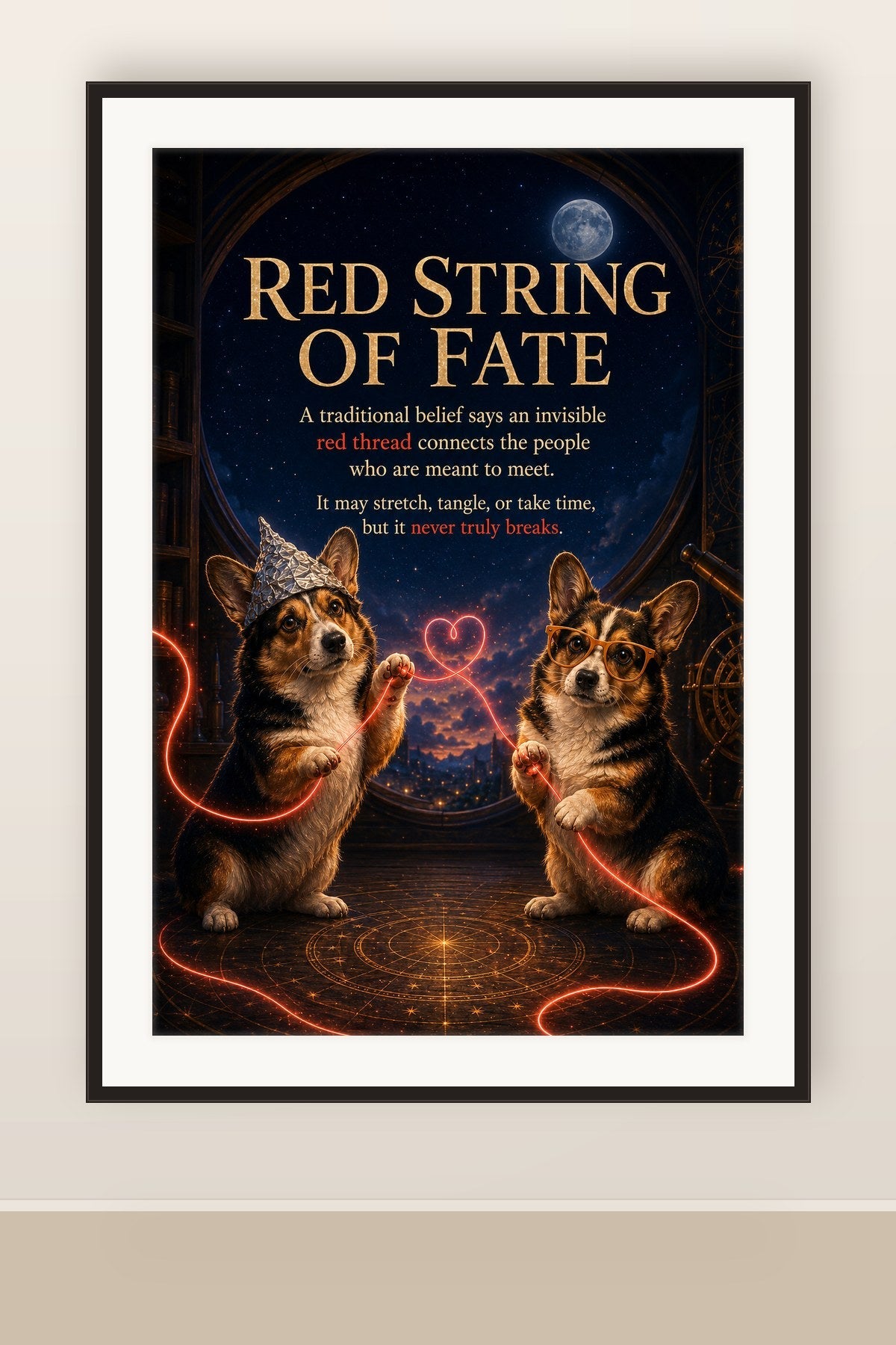 The print shown framed and hung on a wall