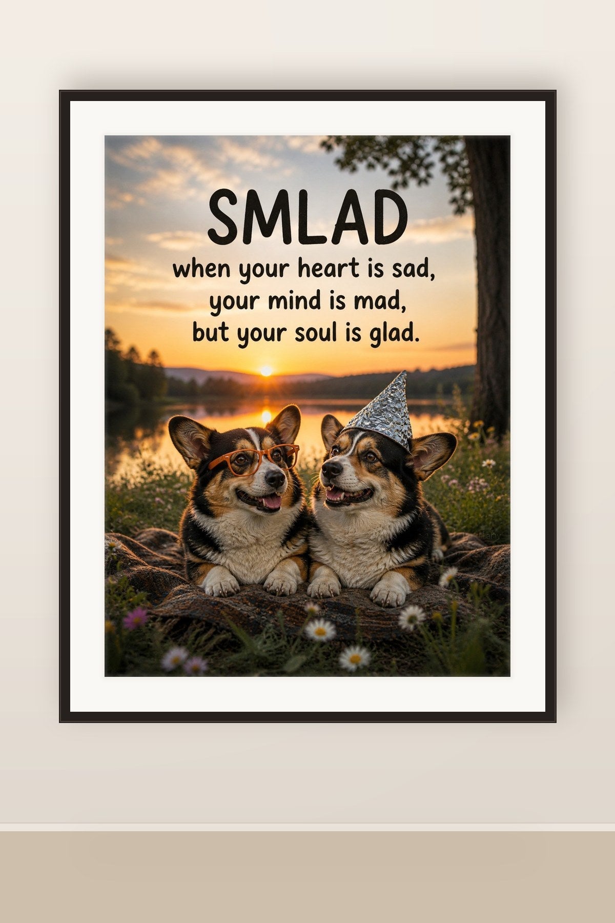 The print shown framed and hung on a wall