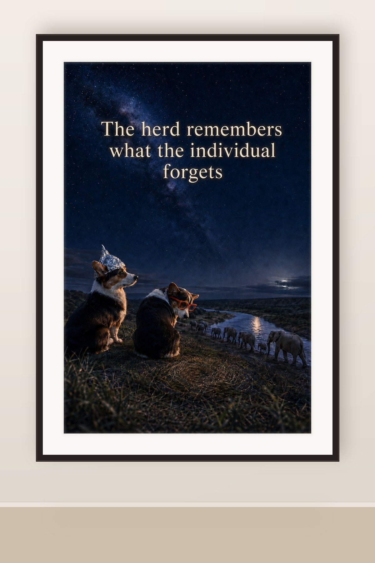 The print shown framed and hung on a wall