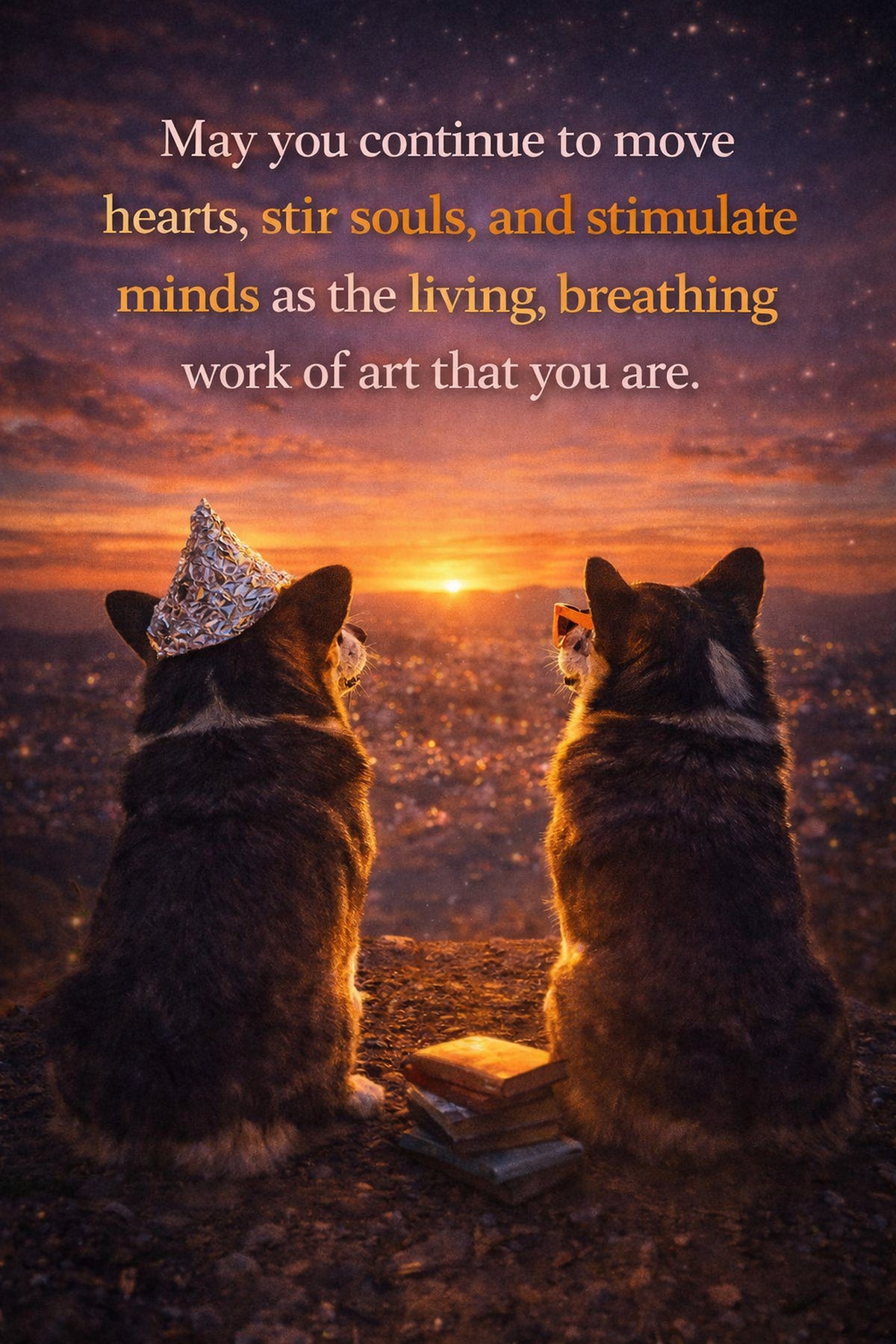 Corgi wall art print: "May you continue to move hearts, stir souls, and stimulate minds as the living, breathing work of…"