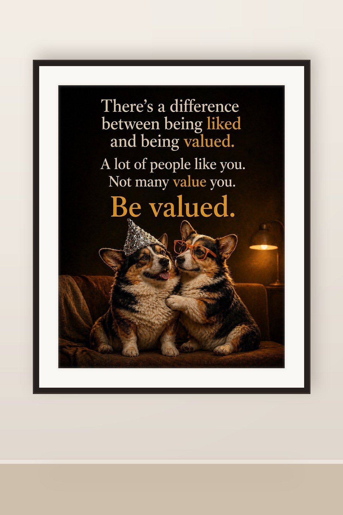 The print shown framed and hung on a wall